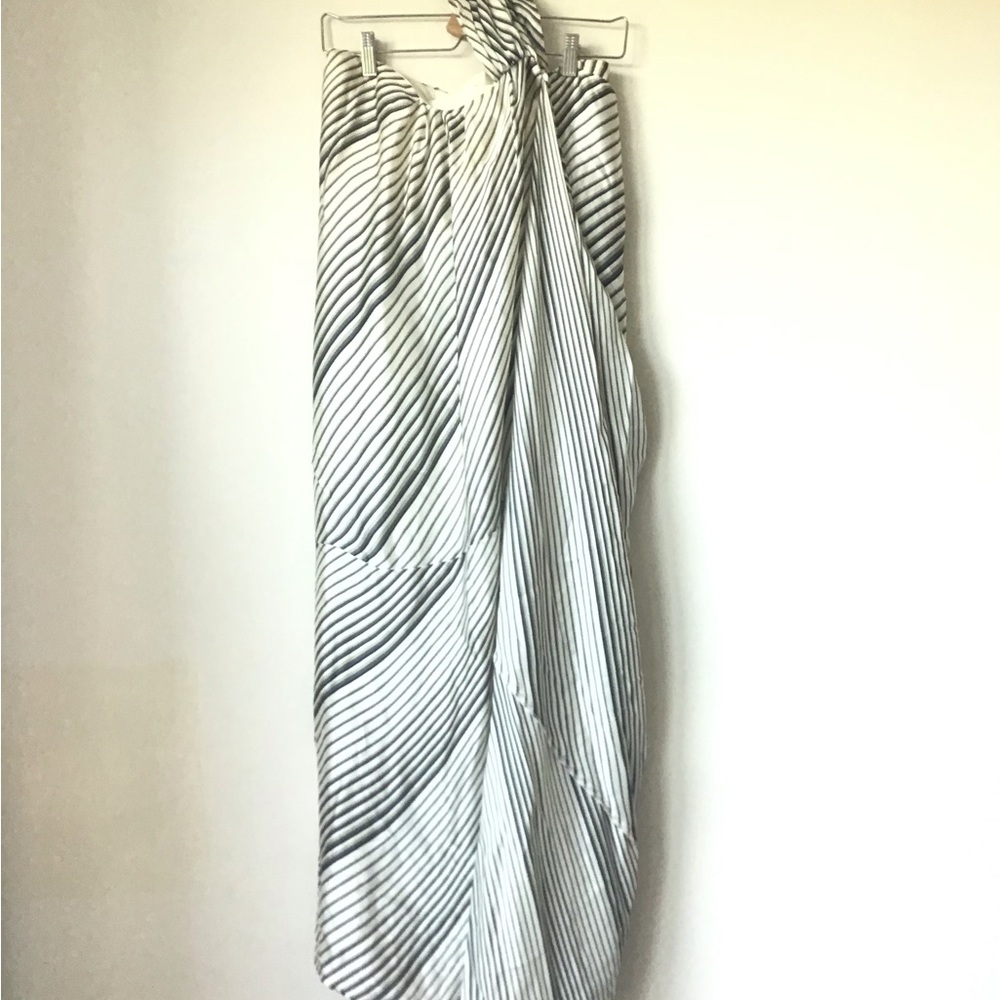 Reiss One-Shoulder Striped Dress in White and Black